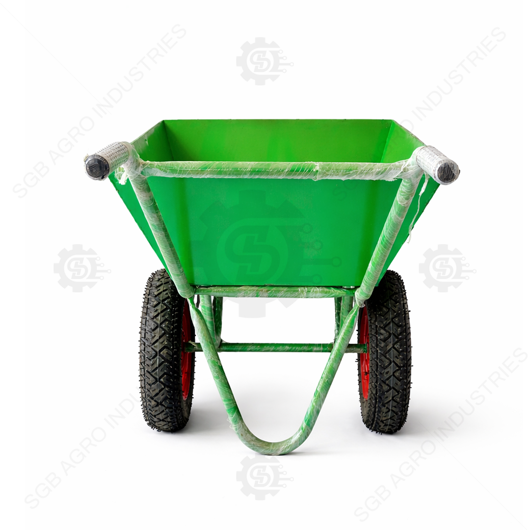 agricultural wheelbarrow for Indian farms made with 14 gauge Apollo pipes and 16 gauge MS sheet SGB Agro wheelbarrow